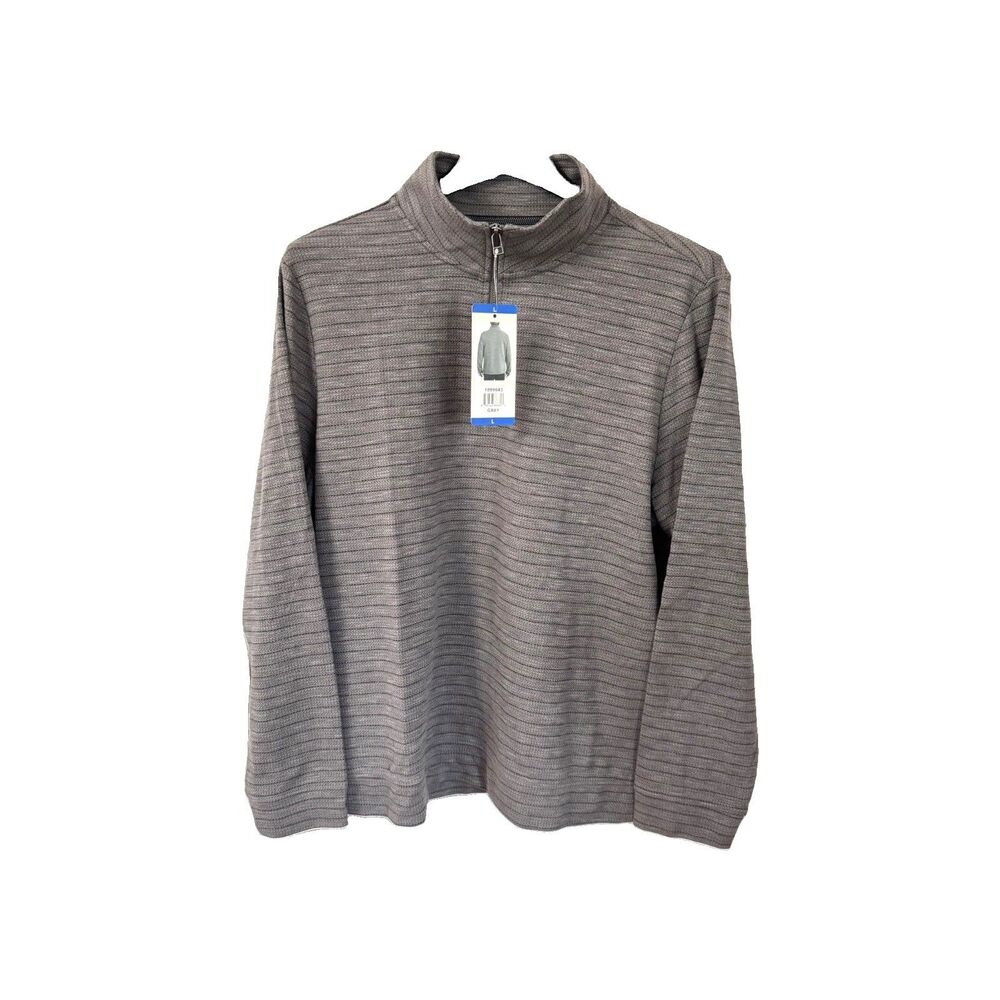 Dockers Mens L Gray Textured Chevron Quarter Zip Mid-Weight Pullover 1899643 NWT